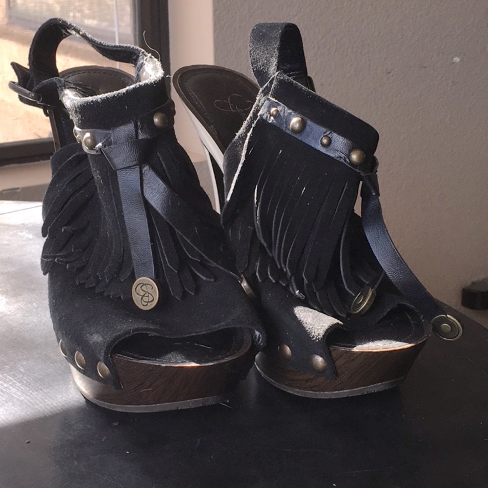 Jessica Simpson Suede Fringe Platforms